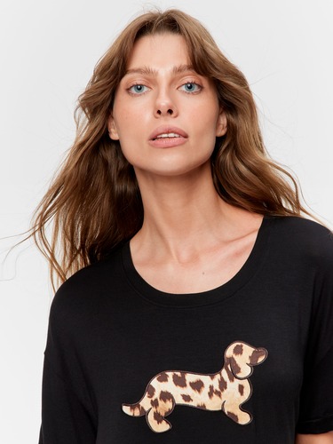 Leopard Contrast Pocket Tee