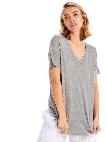 Grey Classic V Neck Tee