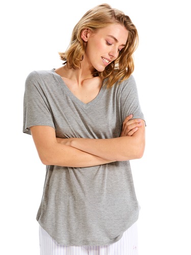 Grey Classic V Neck Tee