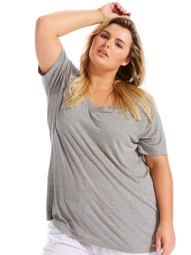 P.A. Plus Grey Classic V Neck Tee