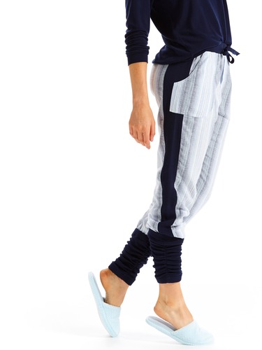 Blue Stripe Flannelette Legwarmer