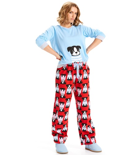 Stripe Dog Flannelette Pj Pant