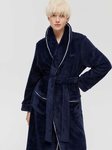 P.A. Hotel Edition Navy Jacquard Gown                                                                                           