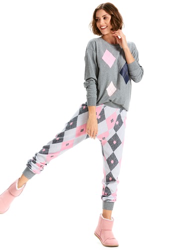 Argyle Waffle Drop Crotch Pj Pant