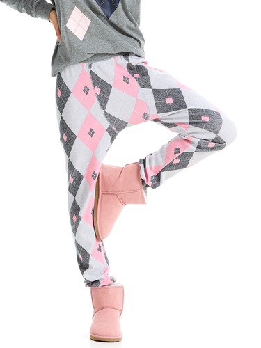 Argyle Waffle Drop Crotch Pj Pant