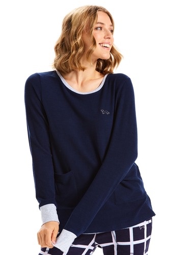 Fuzzy Pocket Long Sleeve Top