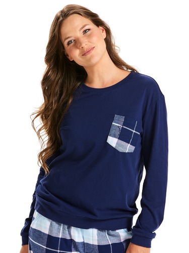 Check Pocket Soft Sweater