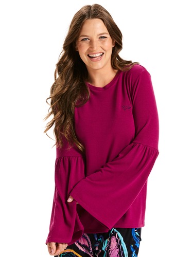 Fuchsia Frill Sleeve Top