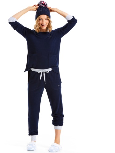 Navy Fuzzy Easy Pj Pant