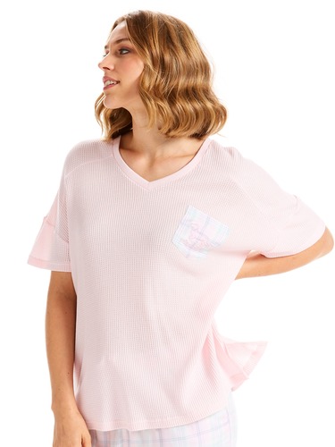 Check Pocket Boxy Short Sleeve Top