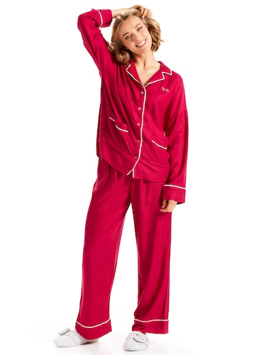 Plain Jane Red Flannelette Pj Set