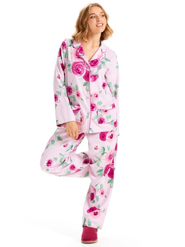 Pink Rose Classic Flannelette Pj Set