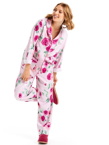 Pink Rose Classic Flannelette Pj Set