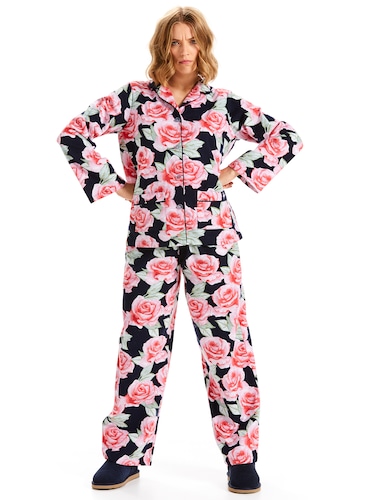 Dark Rose Classic Flannelette Pj Set