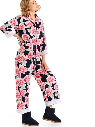 Dark Rose Classic Flannelette Pj Set
