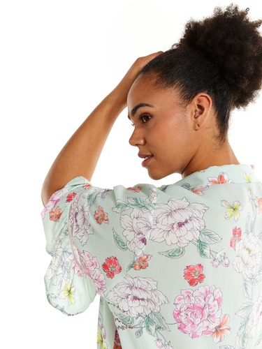 P.A. Plus Floral Ruffle Short Sleeve Top