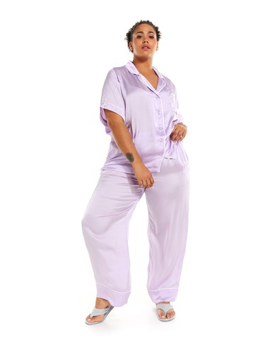 P.A. Plus Lilac Chic Satin Shirt