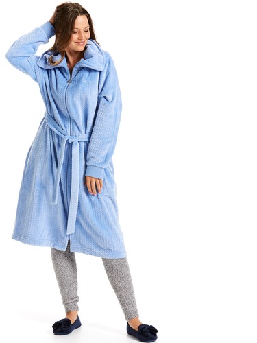 Fleecy Textured Zip Up Gown