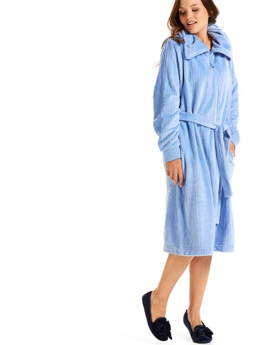Fleecy Textured Zip Up Gown