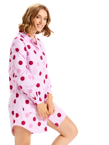 Pink Spot Flannelette Nightshirt