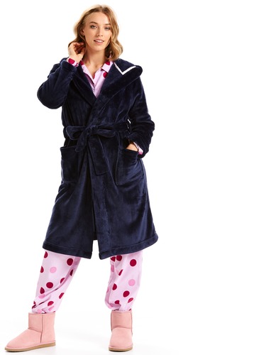 Navy Fleece Hooded Gown