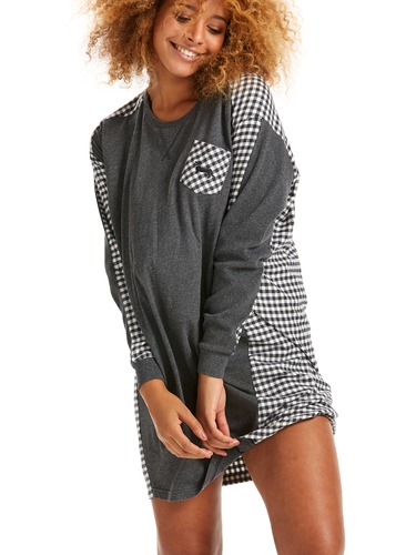 Gingham Back Flannelette Sleep Tee