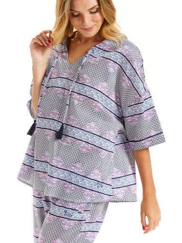 Tile Stripe Woven Top
