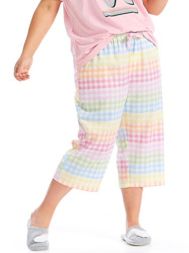 P.A. Plus Rainbow Gingham 3/4 Pj Pant