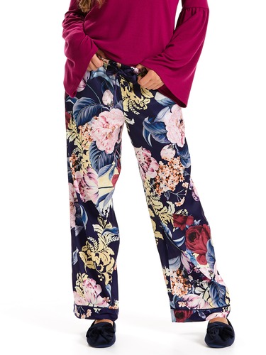Purple Floral Classic Satin Pj Pant