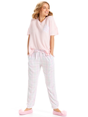 Pastel Tartan Tapered Pj Pant
