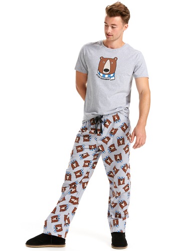Mens Scarf Bear Flannelette Pj Pant