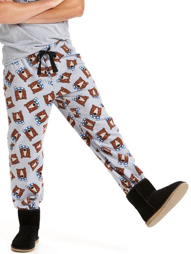 Mens Scarf Bear Flannelette Pj Pant