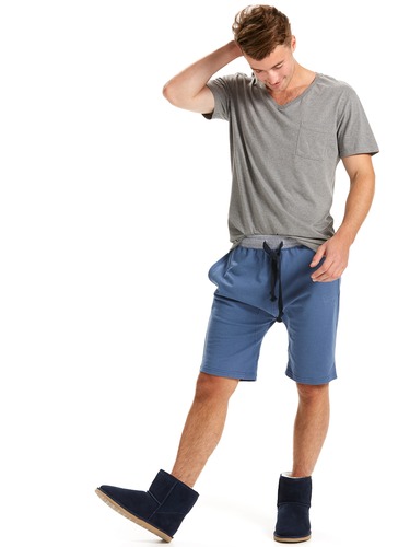 Navy Fleece Drop Crotch Short