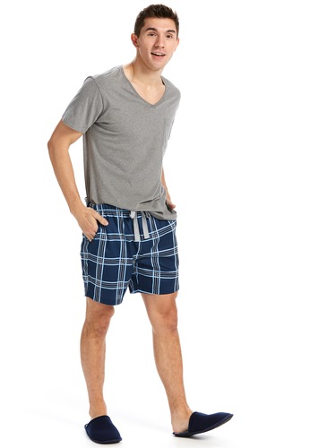 Blue Check Mid Short