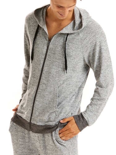 Mens Heather Knit Zip Hoodie