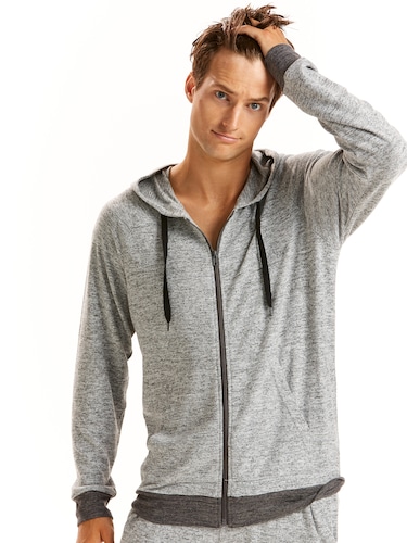 Mens Heather Knit Zip Hoodie