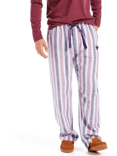 Mens Faded Plum Stripe Flannelette Pj Pant