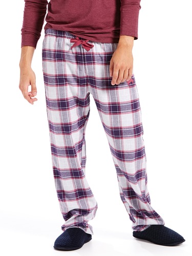 Mens Plum Check Flannelette Pj Pant