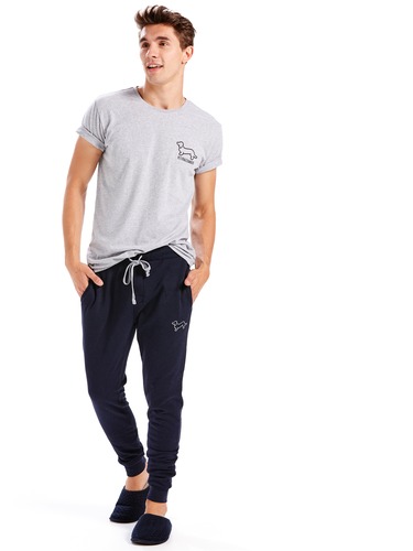 Mens Navy Fleece Pj Pant