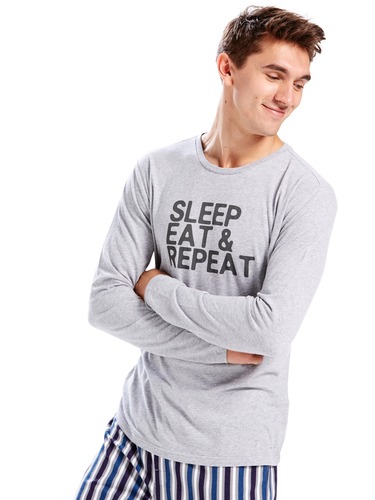 Mens Sleep Eat Repeat Long Sleeve Tee