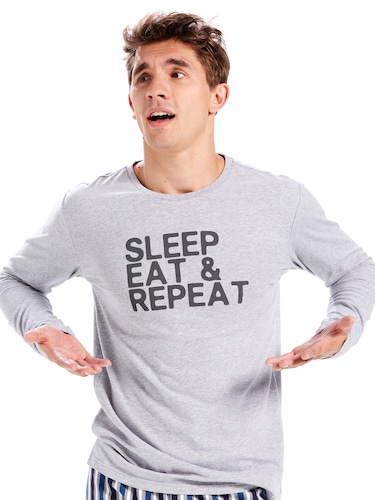 Mens Sleep Eat Repeat Long Sleeve Tee