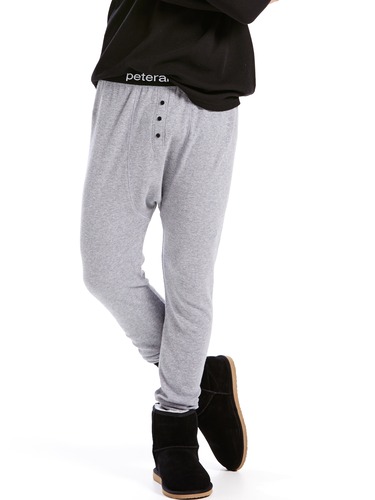 Mens Grey Waffle Long John Pj Pant