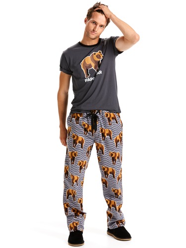 Mens Chevron Bear Flannelette Pj Pant
