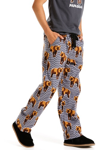 Mens Chevron Bear Flannelette Pj Pant