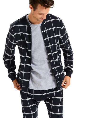 Mens Windowpane Bomber Jacket