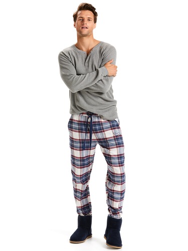 Mens Blue Check Cuff Jogger