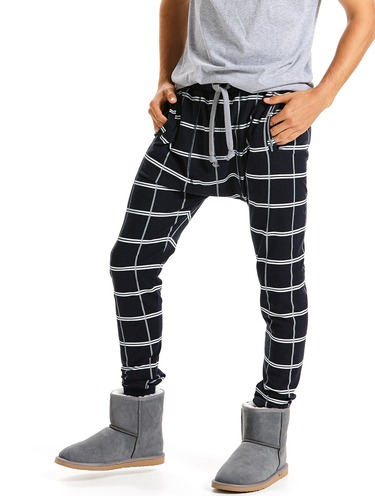 Mens Windowpane Fleece Jogger