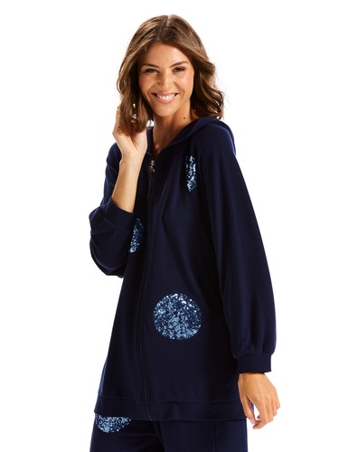 Navy Sequin Hoodie