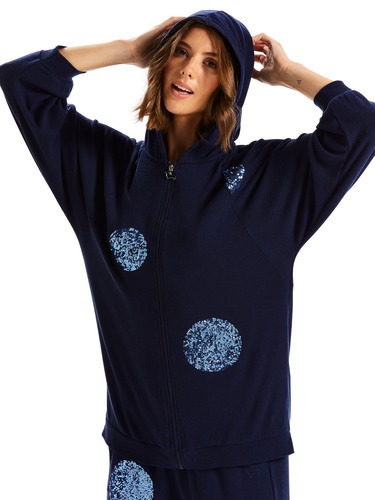 Navy Sequin Hoodie