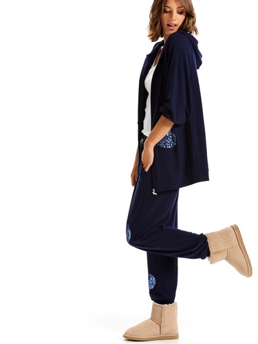Navy Sequin Track Pant